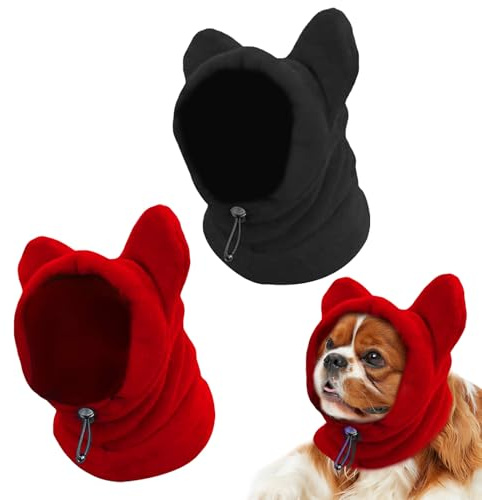 2 Pièces Shallyong Casquette et Snood Chien, Cache Oreille, Chapeau d'Hiver Épais pour Petit Chien, Écharpe de Compagnie, Anti-Bruit, Chaleureux (S)