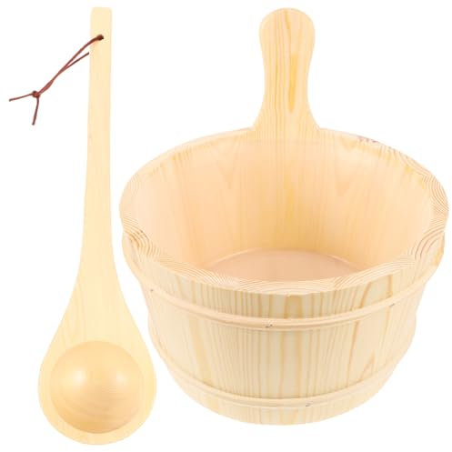 TINEASUR Holzfass Sauna Eimer Aus Naturholz Für Sauna Bad Spa Mit Holzgriff Großes Fassungsvermögen Einfach Zu Handhaben