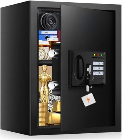 3.3 Cuft Large Fireproof Safe for Home, Home Safety Box Fireproof Waterproof with Electronic Keypad and Spare Keys, Anti-theft Digital Security Safe for Money Firearm Medicine Valuables