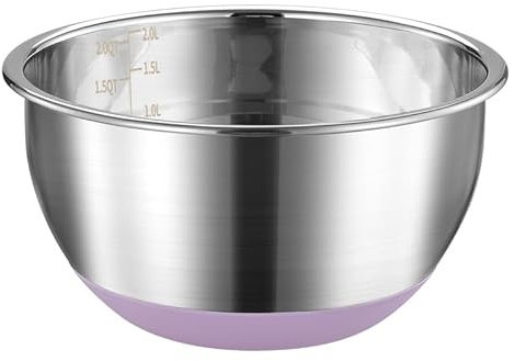 FAB4HOME Mixing Bowl Stainless Steel with Nonslip Silicone Bottom Metal Kitchen Bowl Baking Cooking Bowl Salad Bowl Dishwasher Safe, 20cm