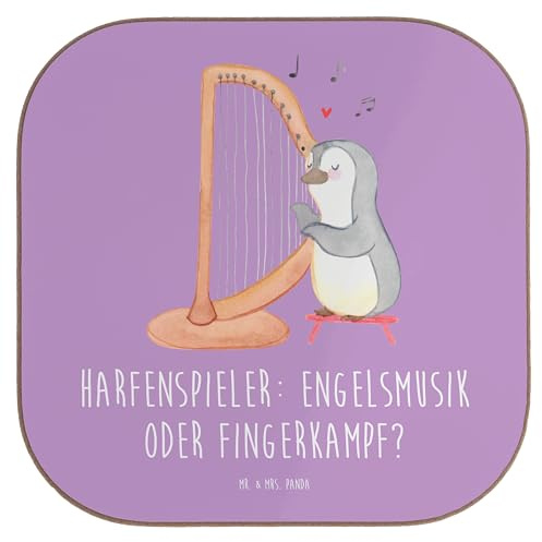 Mr. & Mrs. Panda Tassenuntersetzer Harfe Melodien - Geschenk, Lernen, Coaster, gläseruntersetzer, Spielen, Musikinstrument, Instrument, himmlisch, Flaschenuntersetzer, Elegant, musikalisch, Musikhumor