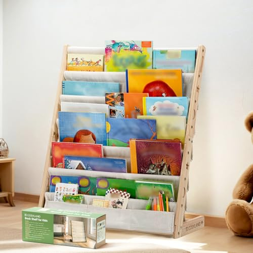 COSYLAND Estantería de Madera para niños, 6 Capas, Apta para habitación Infantil y guardería (63 cm, Color Amarillo Pino)