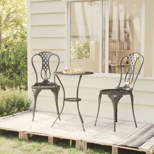 Lauuoeriau Furniture Item home 3-teiliges Bistro-Set Aluguss schwarz Möbel