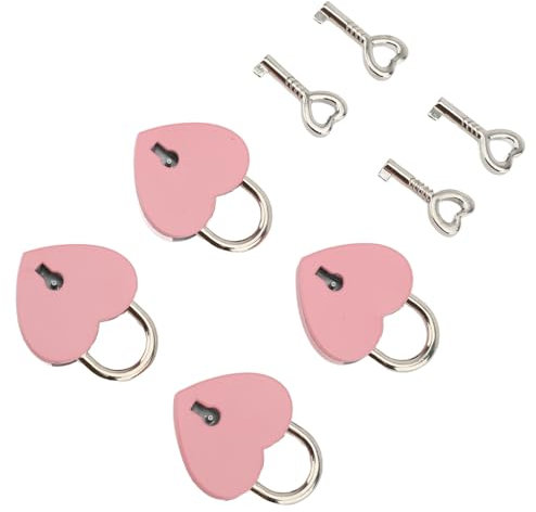 Lucchetto a forma di cuore, in lega di zinco, con chiave, per scatole di gioielli, portafogli, borse, lucchetto a forma di cuore da donna, lucchetto portatile per bagagli (rosa)