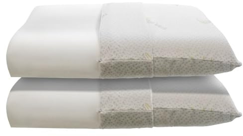 MAXIME MAISON - Coppia Cuscini Cervicale per Dormire, Cuscino Memory Foam Cervicale Ortopedico con Tecnologia a Doppia Onda Made in Italy, Cuscino Ergonomico Letto (2, Fodera Aloe)