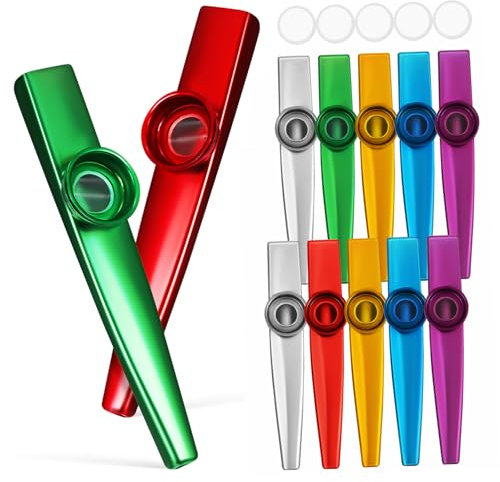 LIFKOME 12stücke Teiliges Kazoos Aus Metall Langlebiges Musikinstrument Für Erwachsene Und Junge Mädchen Für Anfänger Und Erfahrene Spieler Leuchtende Farben Und Klare Klangqualität