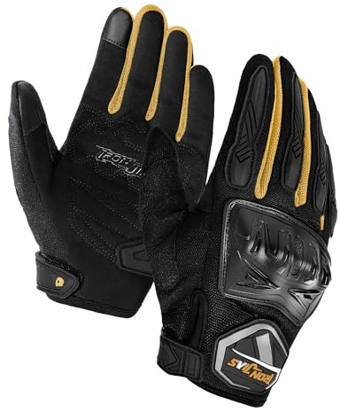 BORLENI Gants de Moto pour Les Gants d'écran Tactile Dur pour Les Femmes des Hommes, Respirant, pour Les Courses Hors Route, Les Gants de Moto, Les protège-Doigts, Les Gants de Conduite