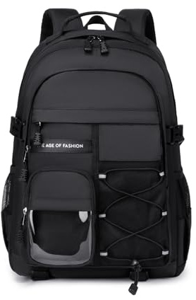 Lmwzh Sacs à dos pour garçons sacs à dos d'école sacs à dos pour jeunes grand sac à dos étanche (Noir)