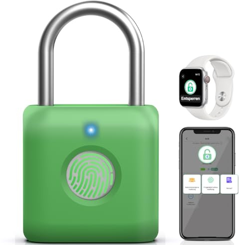 Anweller Smart Fingerabdruckvorhängeschloss Bluetooth Gym, Büro, Haus, Garten - Klein in Avocado Grün