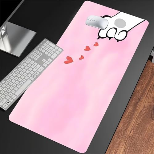 ShangShengzi Pink Cat's Paw Gaming Mouse Pad 27.5x15.7x0.08 inch Large Mouse Mat XL Extended Desk Mat Washable Keyboard Mousepad Big Desk Pad with Non-Slip Base and Stitched Edge for Office/Gamer