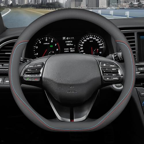 Lenkradbezug Auto für VW Crafter II 2017-2025, Leder Lenkradhülle 37-38cm/15'' Lenkradschoner Lenkradhülle für Sommer & Winter Anti Rutsch Lenkradabdeckung,D Type-B