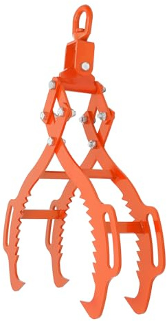 JLYNOWPT 4-Claw Log Lifting Tongs, 28-Inch Opening Timber Claw Hook with Anti-Slip Teeth Swivel Steel Log Lifting Tongs 1.2T/2645.55 LBS Lifting Capacity for Tractors, ATVs, Trucks, Forklifts