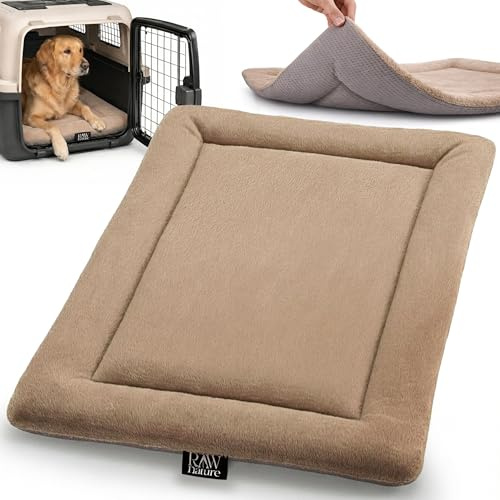 RAW Nature Hundedecke SAVO, S – 60x45x3 cm Sandbraun, Flauschige Hundeliegedecke als Wendedecke, waschbar, für gängige Transportboxen geeignet, für Hunde & Katzen