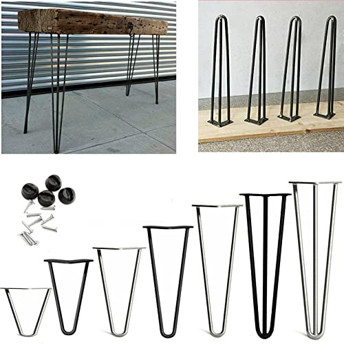 Rigogo Lot de 4 pieds de table à 3 barres - 40 cm - En acier laminé à froid - Avec vis libres + protection du sol - Pour travaux manuels - Noir
