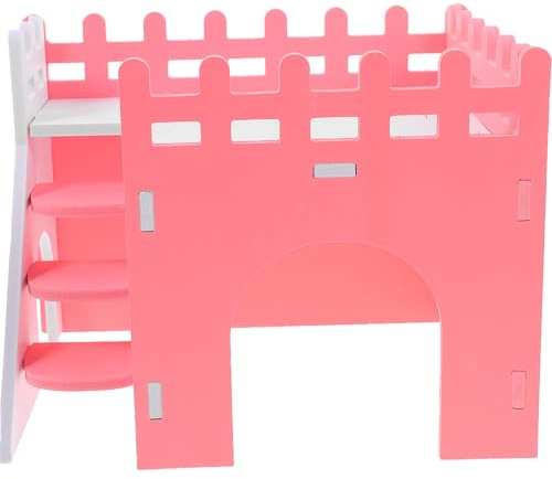 HINTRMENT Mehrkammer mit Rampe und Abnehmbarem Design Kleintierhaus aus PVC Rosa Meerschweinchenhaus für Igel und Eichhörnchen im Sicheren und Gesunden
