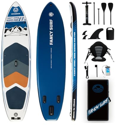 351cm x 89cm Aufblasbares Stand Up Paddling Board mit Kajaksitz, 200kg Sup Paddle Board for Adults with Pump, Fins, Backpack, Accessories & Waterproof Phone Pouch for Fishing, Yoga, Touring