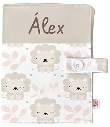 Portapañales para bebé Personalizado.Varios modelos.Regalo recien nacido.Organizador para documentos,cremas,toallitas para viajes. (LEON)