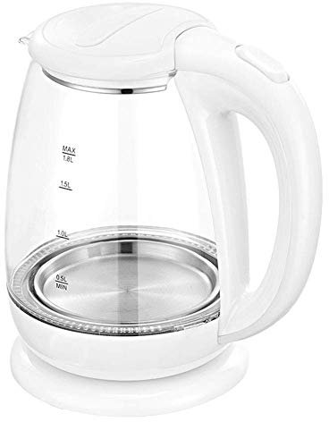 FairUo Kettles, 1.8L Glass Kettles for Boiling Water,1800W Eco Water Kettle with Illuminated Led, Cordless Water Boiler with Stainless Steel Inner Lid Bottom,Fast Boil Auto-Off Boil-Dry Prot