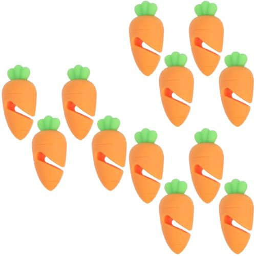 MAGICLULU 12pcs Silicone Carrot Design Pot Lid Rack Frying Pan Splash Guard Spill Stopper Kitchen Tool for Cookware
