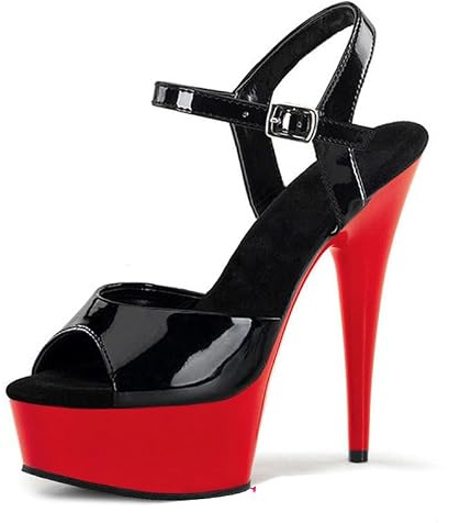 Denova's Sandali da donna con tacco alto da 15,2 cm, con plateau e tacco alto, stile pole dance, US5-US12