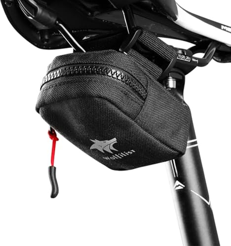 WOLFILIST Compact Cycling Saddle Bag - Fits Under Bike Seat for easy storage - Road Bike & Bicycle Seat Bag - Tiny Durable & Water-resistant (Mini)