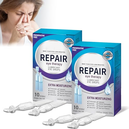 Lubricant Eye Drops Augentropfen, feuchtigkeitsspendende Lösung für langanhaltende Erleichterung, lindert Augenermüdung, Trockenheit und verschwommenes Sehen, 20 Stück
