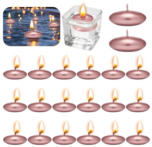 20 stycken flytande ljus metallljus roséguld, oparfymerade flytande ljus metallic 37 mm dekorativa flytande ljus för bröllop pool fester SPA badkar alla hjärtans dag jul dekoration