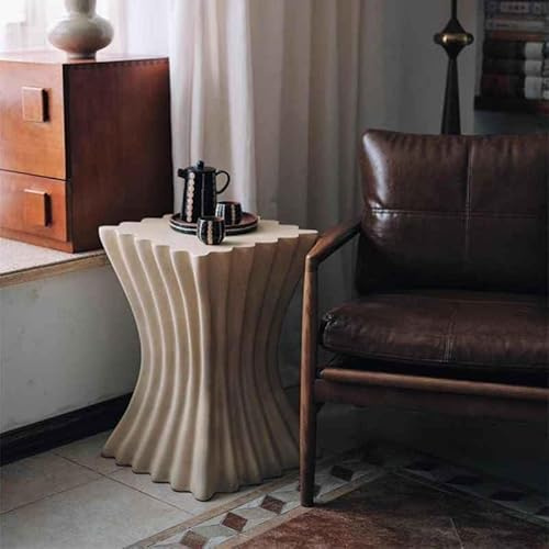 Modern Sculptural Roman Column Side Table, Artistic Fluted Design Coffee Table for Luxury Living Room, Café, Hotel