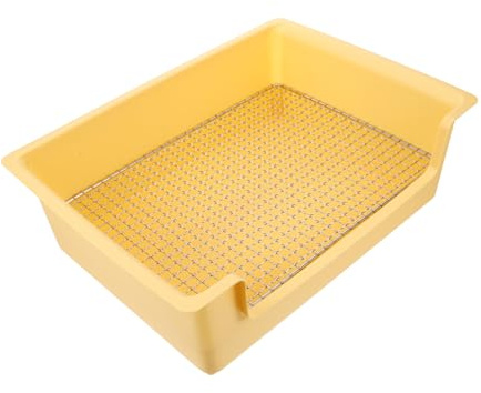 Kisangel Bac à Litière pour Lapins et Cobayes Étanche en Plastique Crème, Taille Moyenne, pour Apprentissage Propreté en Intérieur, Adapté aux Petits Animaux Domestiques