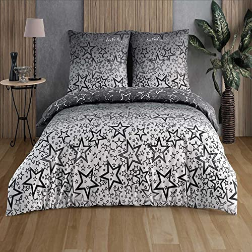 Buymax Bettwäsche 200x220 cm – Bettwäsche Set 3-teilig 200 x 220 cm, Renforcé 100% Baumwolle, Bettbezug mit 2 Kissenbezügen 80x80 cm, Oeko-TEX, Reißverschluss, weich und atmungsaktiv
