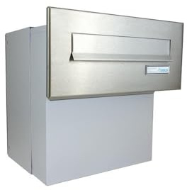 XXL Edelstahl Mauerdurchwurf Briefkasten - Tiefe 27-40,5 cm - F-042