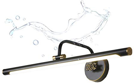ACMHNC LED Spiegelleuchte Retro,Badezimmer Spiegellampe Vintage Antik Badlampe H65 Messing Schminklicht Für Spiegel Schminktisch Wasserdicht Bad Wandleuchte,Make Up Licht 4000K,Schwarz,58CM/12W
