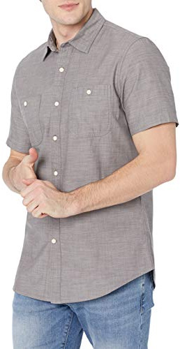Amazon Essentials Hombre Camisa de Manga Corta de Corte Regular en Chambray