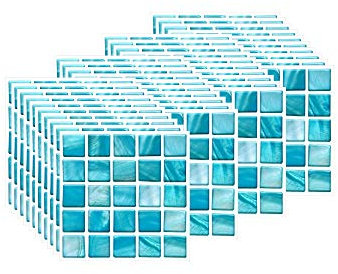 FBBULES 40PCS Mosaic Tile Stickers, PVC Self Adhesive Wallpaper Stick On Tiles for Bathroom Kitchen Peel and Stick Vinyl Wall Transfer Stickers (10 x 10cm / 4 x 4 inch)