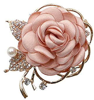 KABELIFE Elegant Ansteckblume, Haarblume Haarschmuck Haarblüte mit Strass Perle Sicherheitsnadel Brosche für Party Strand Hochzeit (Rosa)
