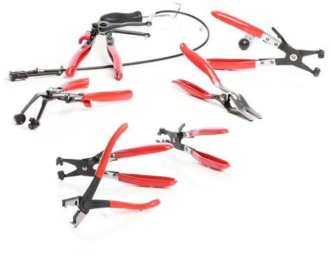 Wiltec Schlauchklemmenzange Set 9 teilig, Schlauchschellenzangen für Schlauchklemmen, Schlauchschellen, Flachschellen, Federbandschellen, Kfz Klemmzangen