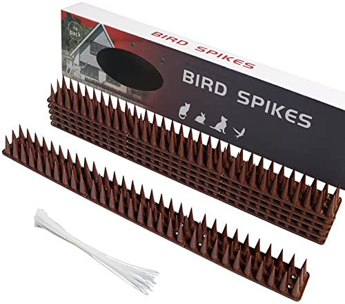 10 pinchos para pájaros, espigas de paloma, repelentes de pájaros, estacas de pared, para gatos, intrusos, repelentes de intrusos, picos antiescalada con bridas de nailon para pájaros, ardillas,