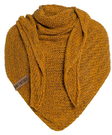 KNIT FACTORY - Dreiecksschal Sally - Damen Strickschal mit Wolle - Grob gestrickten Schal - Hochwertige Qualität - XXL Schal - 220x85 cm
