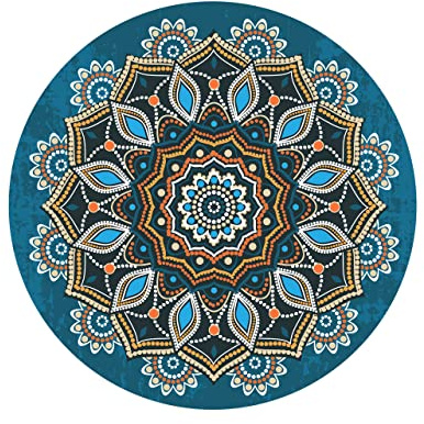 Keolorn Round Meditation Pilates Yoga Mat Luxury Suede Large Yoga Mat Natural Rubber Non-Slip Base is ery Suitable for Meditation, Stretching, Fitness Exercise, Home and Outdoor. 140CM Diameter