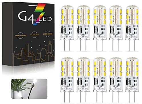 BVCL Lampadine G4 LED, AC/DC 12V 2W G4 LED Bianco freddo 6000K 200LM, Equivalente per Lampadine Alogene Da 20W, Non Dimmerabili, Non Sfarfallanti, 10 Pezzi