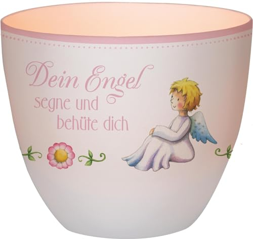 Dein Engel segne und behüte dich: Windlicht (rosa)