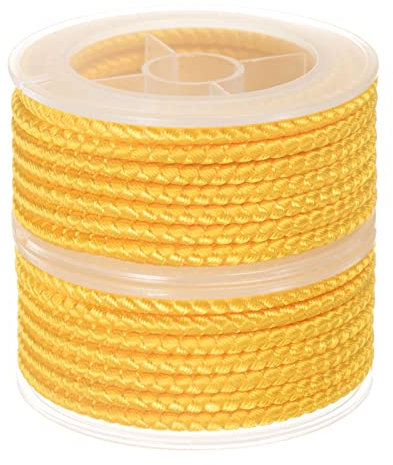 sourcing map 2 Hilos de Nylon, Cuerda de Abalorios de Cordel, Cordón Trenzado Extrafuerte 4mm para Pulseras Joyería Fabricación Bricolaje Artesanías 3.2M/10.5 Pies, Dorado