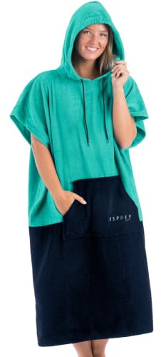 Osprey Handduksponcho | Unisex surfponcho, strandombytesrock för män och kvinnor, surfing simning med inbyggd väska, flera färger