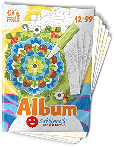 Sabbiarelli Sand-it For Fun – Album Mandala Art – 5 Dessins Adhésifs A5 pour Sand Art | SABLE COLORÉ NON INCLUS | Activité Manuelle Facile et Relaxante pour Ados et Adultes