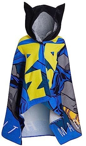DC Comics Toalla con Capucha Batman 100% algodón Poncho para niños Toalla de Playa Toalla de baño Toalla de natación Envoltura cambiante Bata