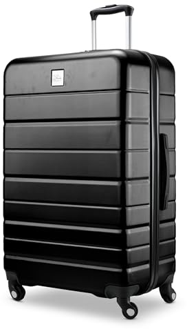 Skyway Epic 2.0 Hardside 4-Wheel Spinner, Lightweight Suitcase, Unisex, Stylish, Men and Women, 24-inch Medium Check-In, Black