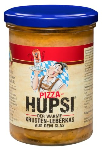 Hupsi Leberkäse im Glas original - Pizza Leberkäs 380 g - In 25-30min verzehrfertig - Bayerischer Leberkas zum Aufbacken aus Familienmetzgerei in München