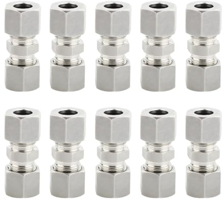 JNNJ 10 Stück Bremsleitungsverbindung, Gerade Schott-Klemmringverschraubung, Brake Line Connector 4.75mm, Gerade Messing Bremse Rohr Kompression Fitting Verbinder