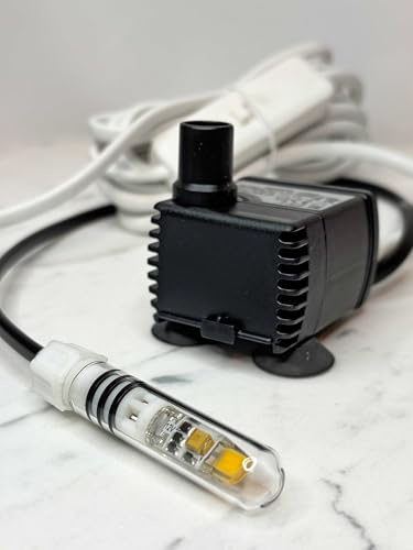 Eden 104L Spotty Wasserpumpe (5W + 1,2W LED Licht, 240 l/h, 0,45 m Förderhöhe), Modern, Schwarz, Kunststoff, Wasserpumpe für Zimmerbrunnen