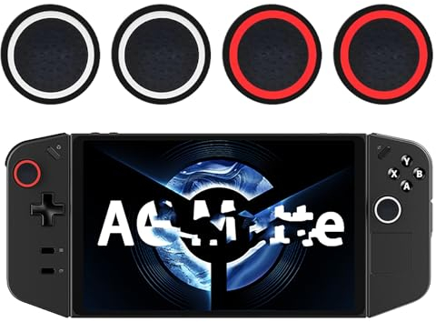 GIOPUEY Joystick Thumb Stick Grips Cap Compatible with Lenovo LEGION Go, 4 Pack Silicone Thumb Grip Caps Joystick Caps Protective Case Cover, Soft Anti-Slip - Black/Red+Black/White